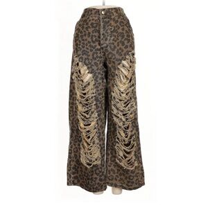 Katie Hewko Leopard Print Distressed Pants